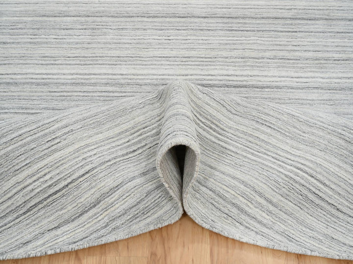 12'0" x 12'0" New Hand Loomed Grey Wool Round Oriental Rug - MOA10264995