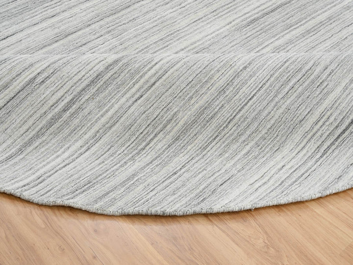 12'0" x 12'0" New Hand Loomed Grey Wool Round Oriental Rug - MOA10264995