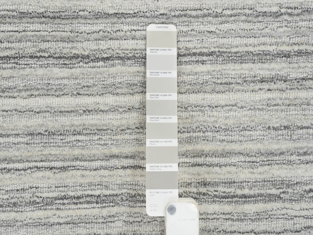 12'0" x 12'0" New Hand Loomed Grey Wool Round Oriental Rug - MOA10264995