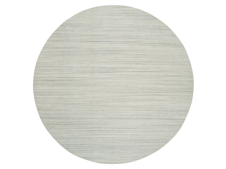 12'1" x 12'1" New Hand Loomed Ivory Wool Round Oriental Rug - MOA10265000