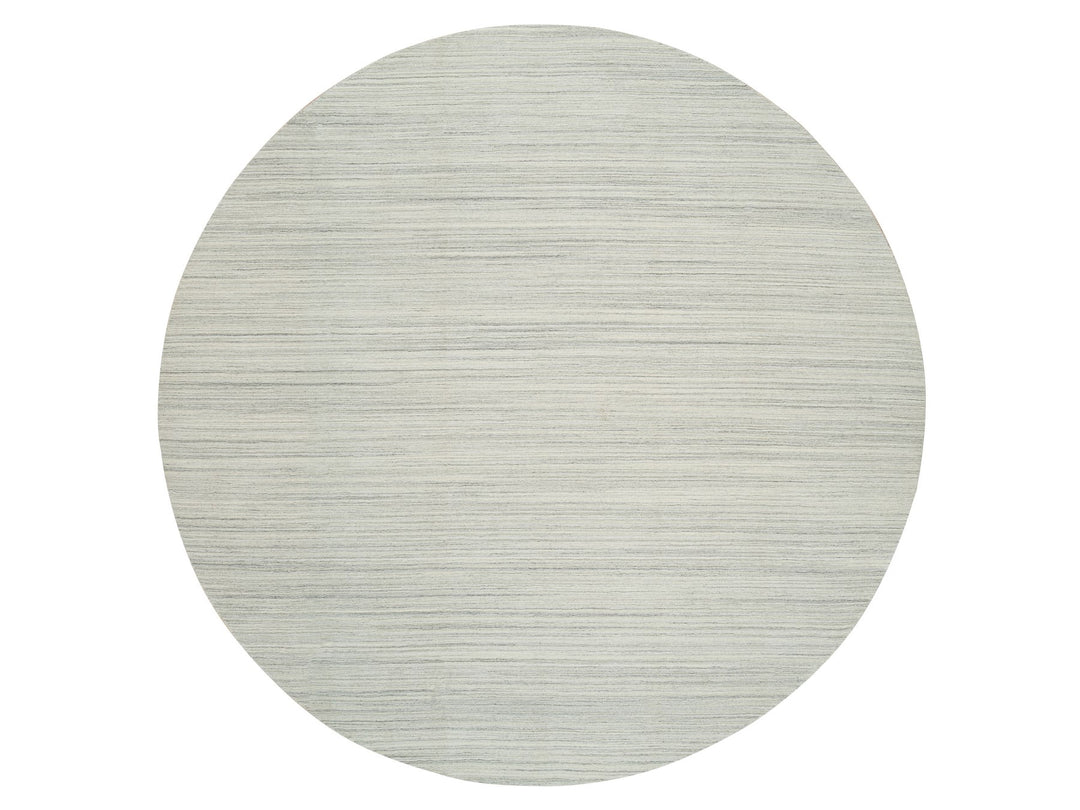 12'1" x 12'1" New Hand Loomed Ivory Wool Round Oriental Rug - MOA10265000