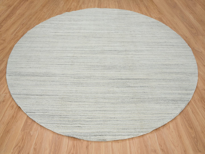 12'1" x 12'1" New Hand Loomed Ivory Wool Round Oriental Rug - MOA10265000