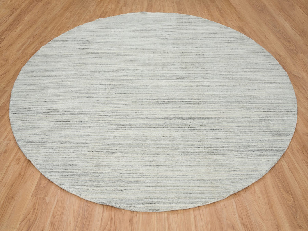 12'1" x 12'1" New Hand Loomed Ivory Wool Round Oriental Rug - MOA10265000
