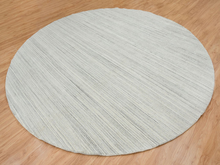 12'1" x 12'1" New Hand Loomed Ivory Wool Round Oriental Rug - MOA10265000