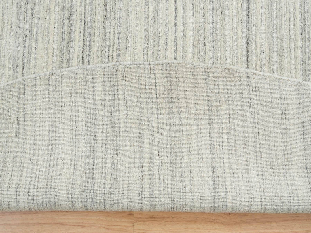 12'1" x 12'1" New Hand Loomed Ivory Wool Round Oriental Rug - MOA10265000