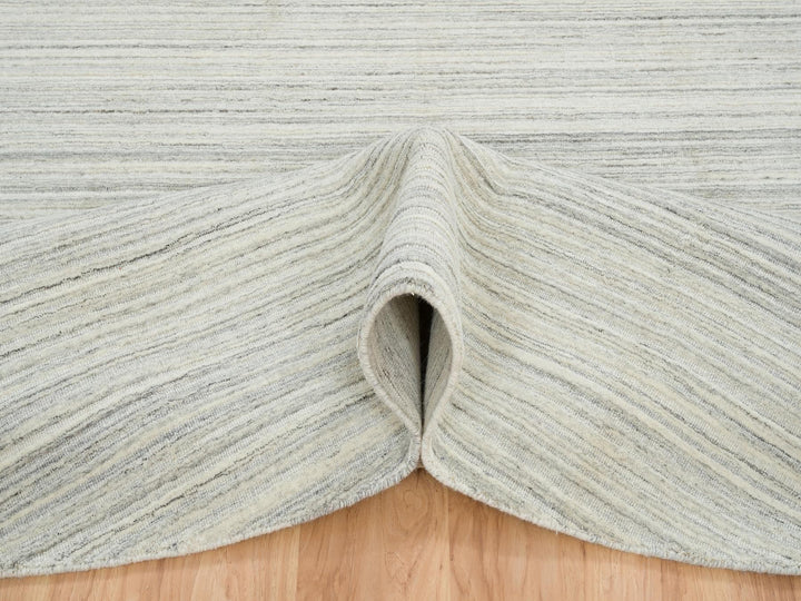 12'1" x 12'1" New Hand Loomed Ivory Wool Round Oriental Rug - MOA10265000