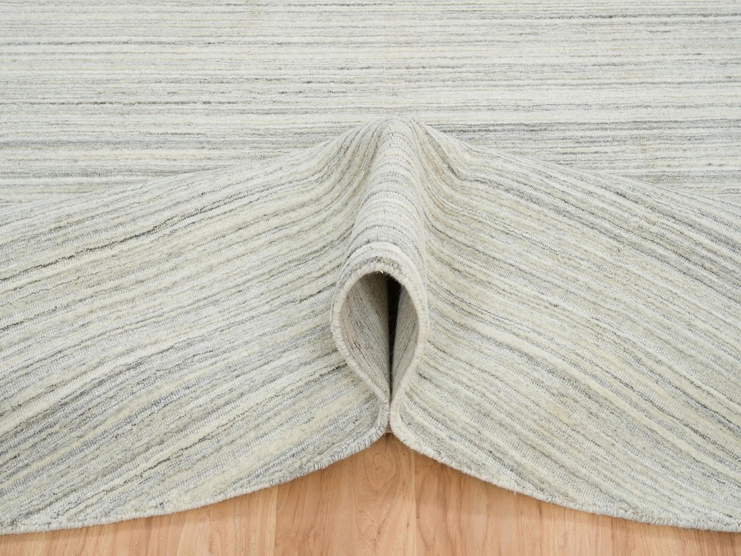 12'1" x 12'1" New Hand Loomed Ivory Wool Round Oriental Rug - MOA10265000