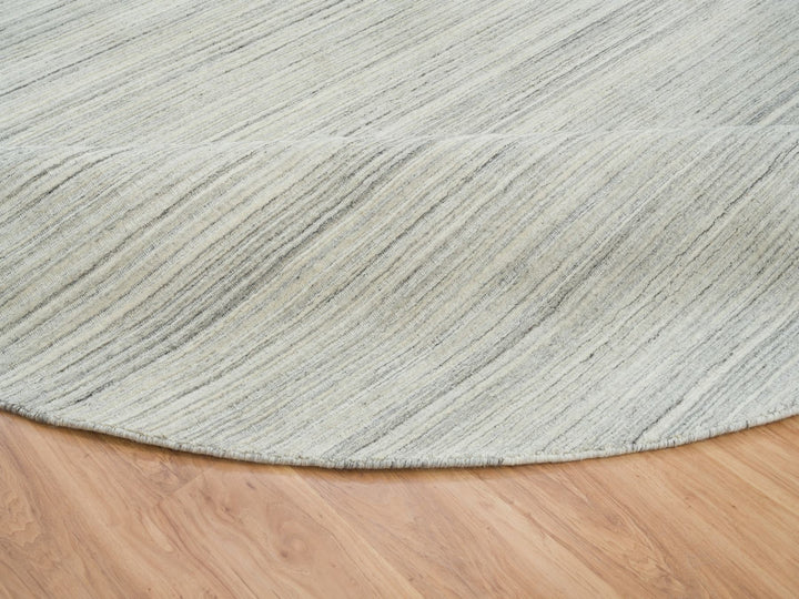 12'1" x 12'1" New Hand Loomed Ivory Wool Round Oriental Rug - MOA10265000