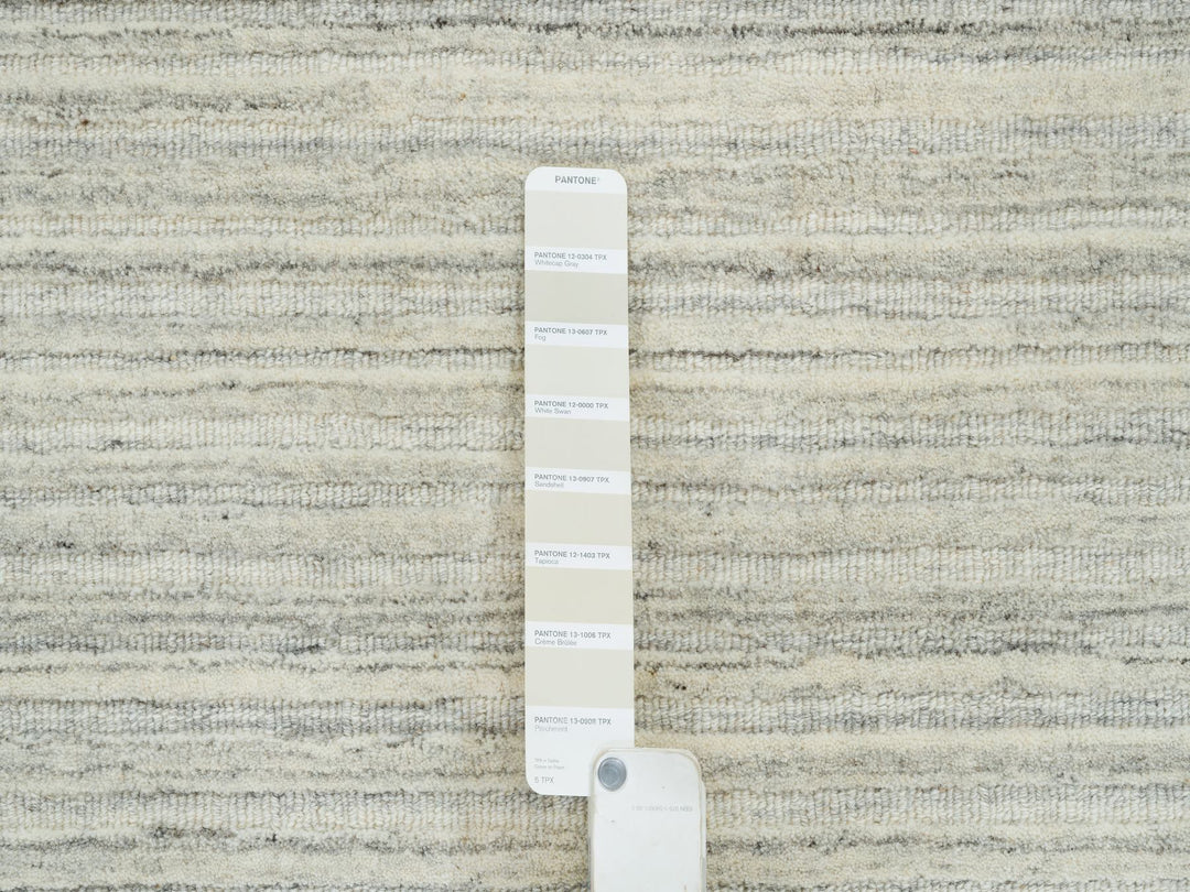 12'1" x 12'1" New Hand Loomed Ivory Wool Round Oriental Rug - MOA10265000