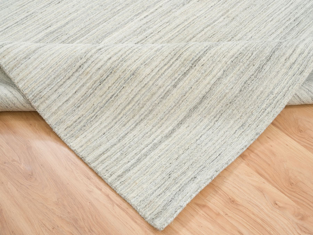 6'1" x 9'0" New Hand Loomed Ivory Wool Rectangle Oriental Rug - MOA10265008