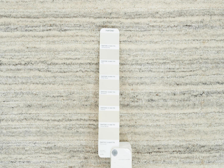 6'1" x 9'0" New Hand Loomed Ivory Wool Rectangle Oriental Rug - MOA10265008