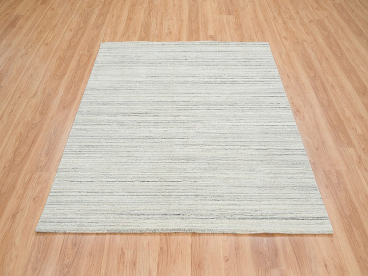 6'2" x 6'0" New Hand Loomed Ivory Wool Square Oriental Rug - MOA10265010