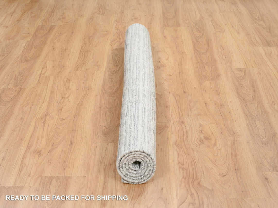 6'1" x 6'1" New Hand Loomed Grey Wool Square Oriental Rug - MOA10265012