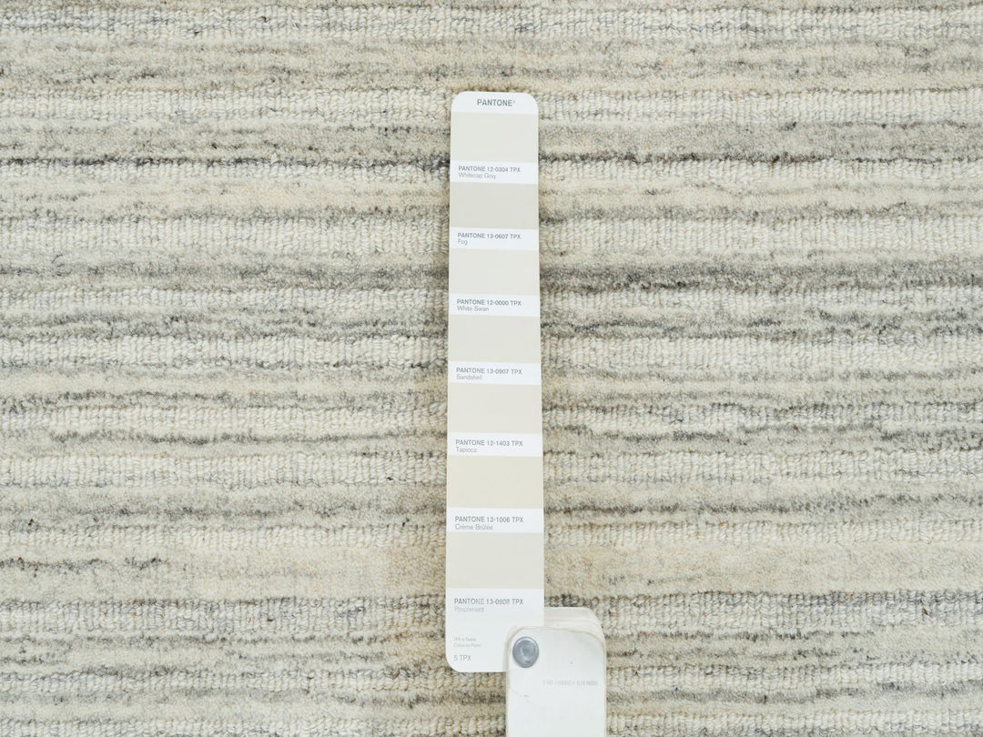 6'1" x 6'1" New Hand Loomed Ivory Wool Round Oriental Rug - MOA10265013