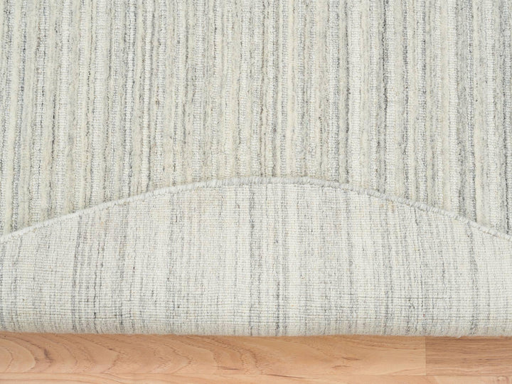 6'1" x 6'1" New Hand Loomed Ivory Wool Round Oriental Rug - MOA10265014