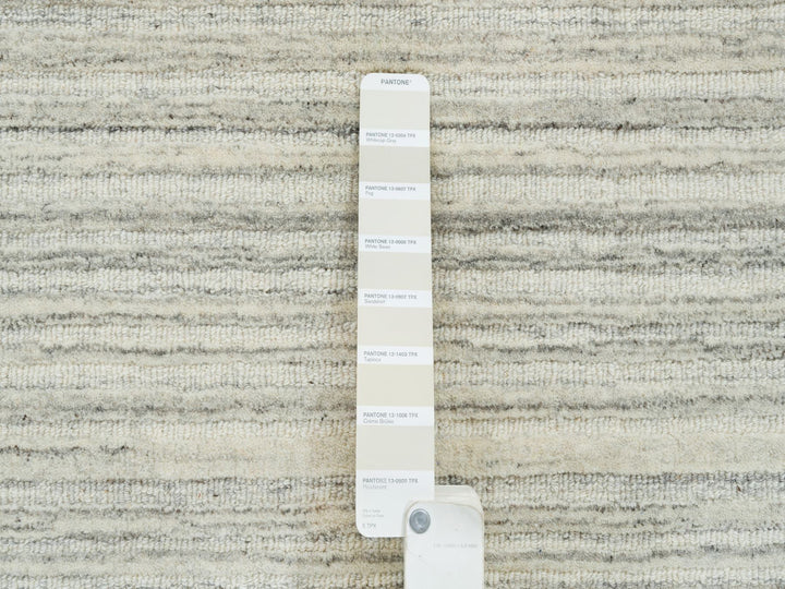 6'1" x 6'1" New Hand Loomed Ivory Wool Round Oriental Rug - MOA10265014