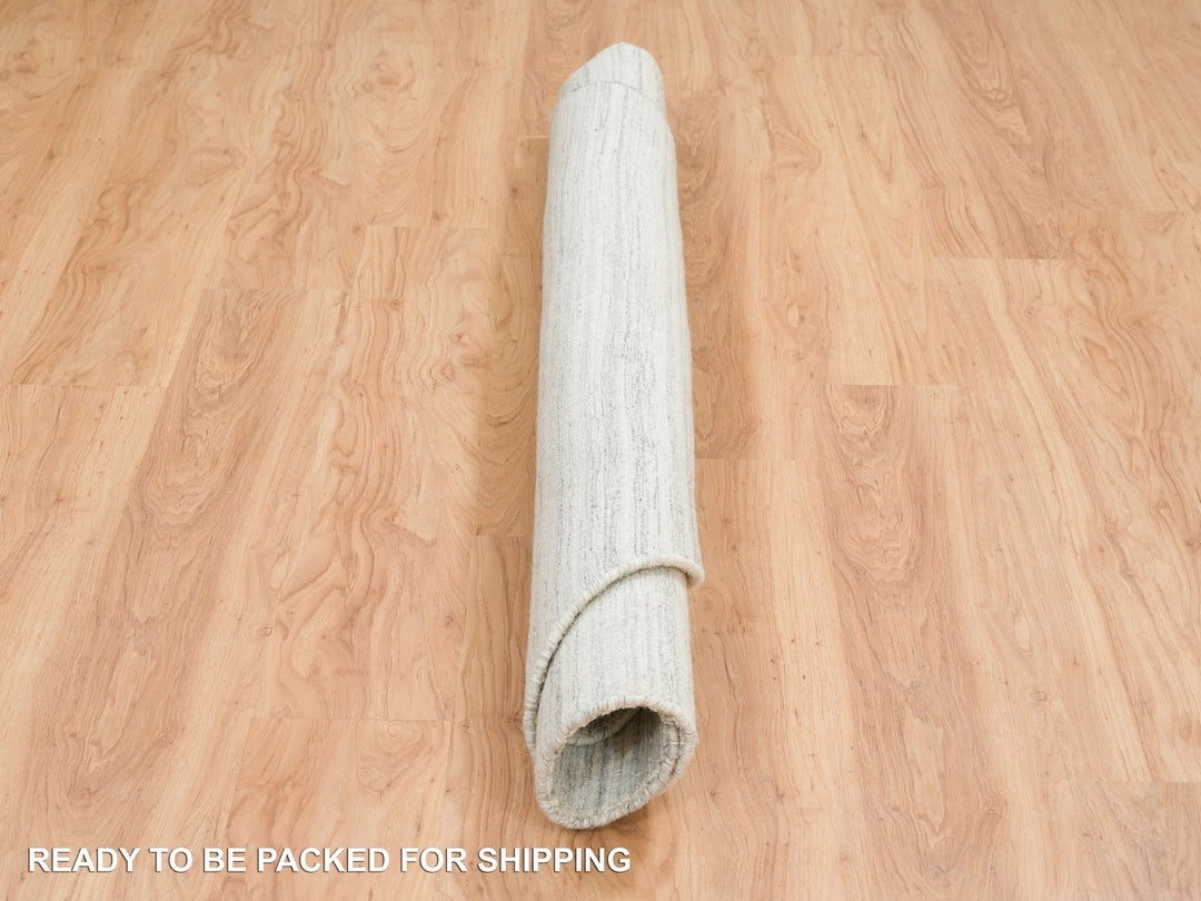 6'1" x 6'1" New Hand Loomed Ivory Wool Round Oriental Rug - MOA10265014