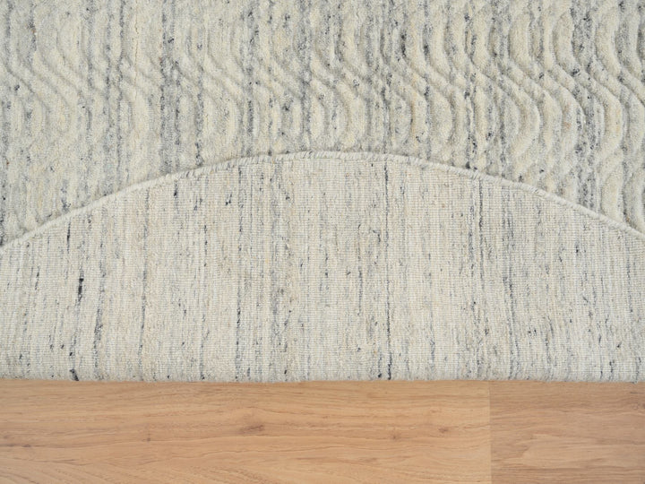 5'10" x 5'10" New Hand Loomed Beige Wool Round Oriental Rug - MOA10265024