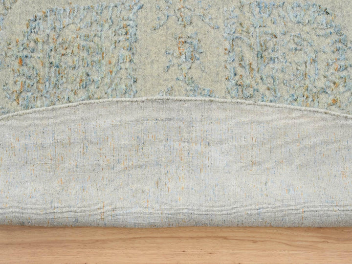 12'0" x 12'0" New Hand Loomed Grey Wool & Silk Round Oriental Rug - MOA10265032