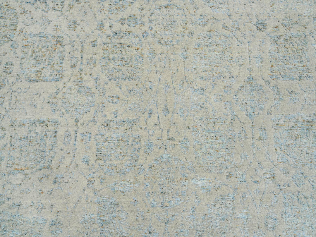 12'0" x 12'0" New Hand Loomed Grey Wool & Silk Round Oriental Rug - MOA10265032