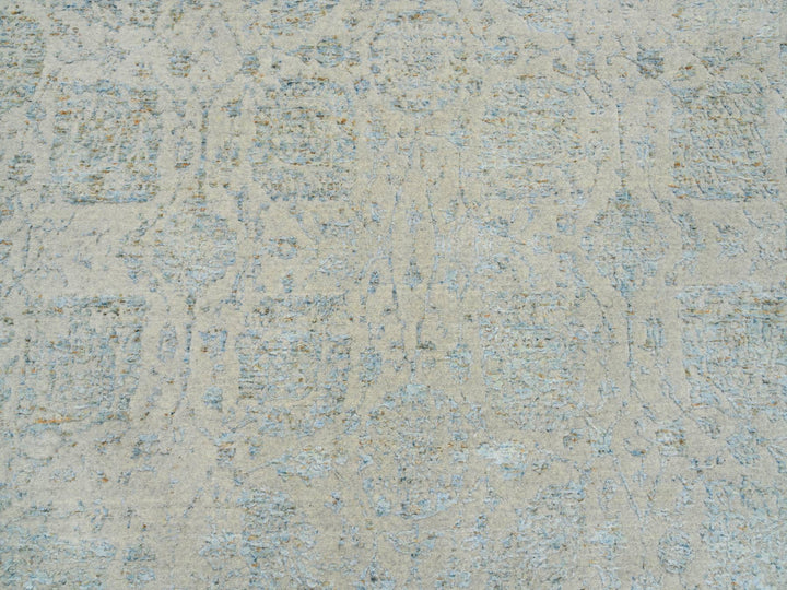 12'0" x 12'0" New Hand Loomed Grey Wool & Silk Round Oriental Rug - MOA10265032