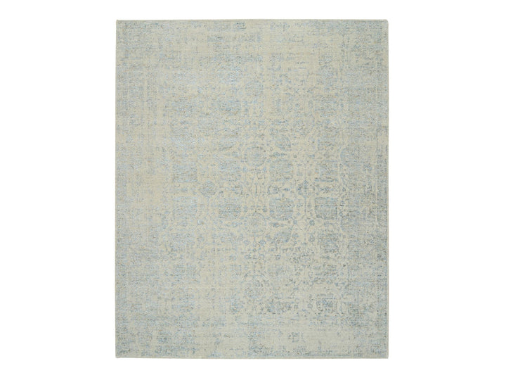 8'1" x 10'0" New Hand Loomed Grey Wool & Silk Rectangle Oriental Rug - MOA10265034