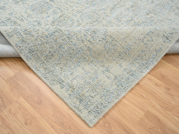 8'1" x 10'0" New Hand Loomed Grey Wool & Silk Rectangle Oriental Rug - MOA10265034