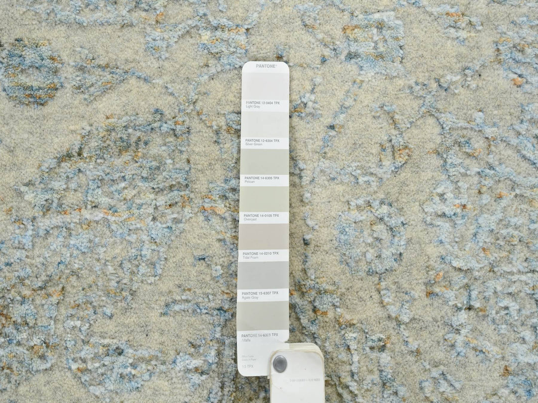 8'1" x 10'0" New Hand Loomed Grey Wool & Silk Rectangle Oriental Rug - MOA10265034