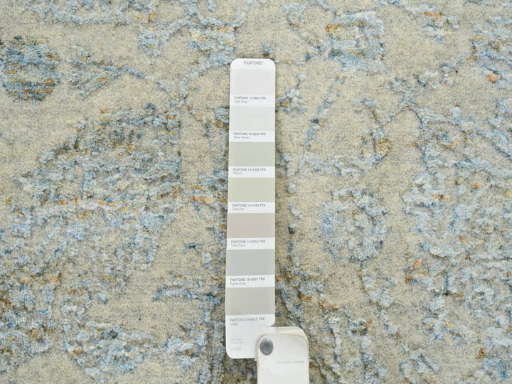 8'1" x 10'0" New Hand Loomed Grey Wool & Silk Rectangle Oriental Rug - MOA10265034