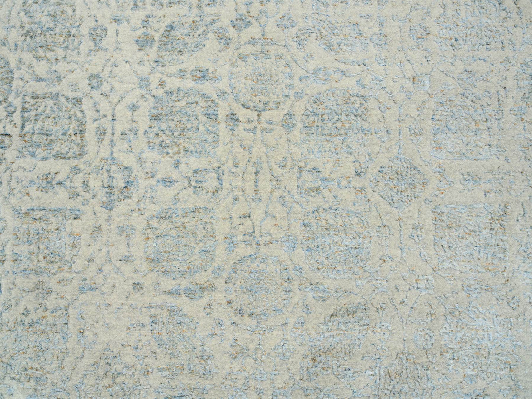 8'1" x 10'0" New Hand Loomed Grey Wool & Silk Rectangle Oriental Rug - MOA10265034