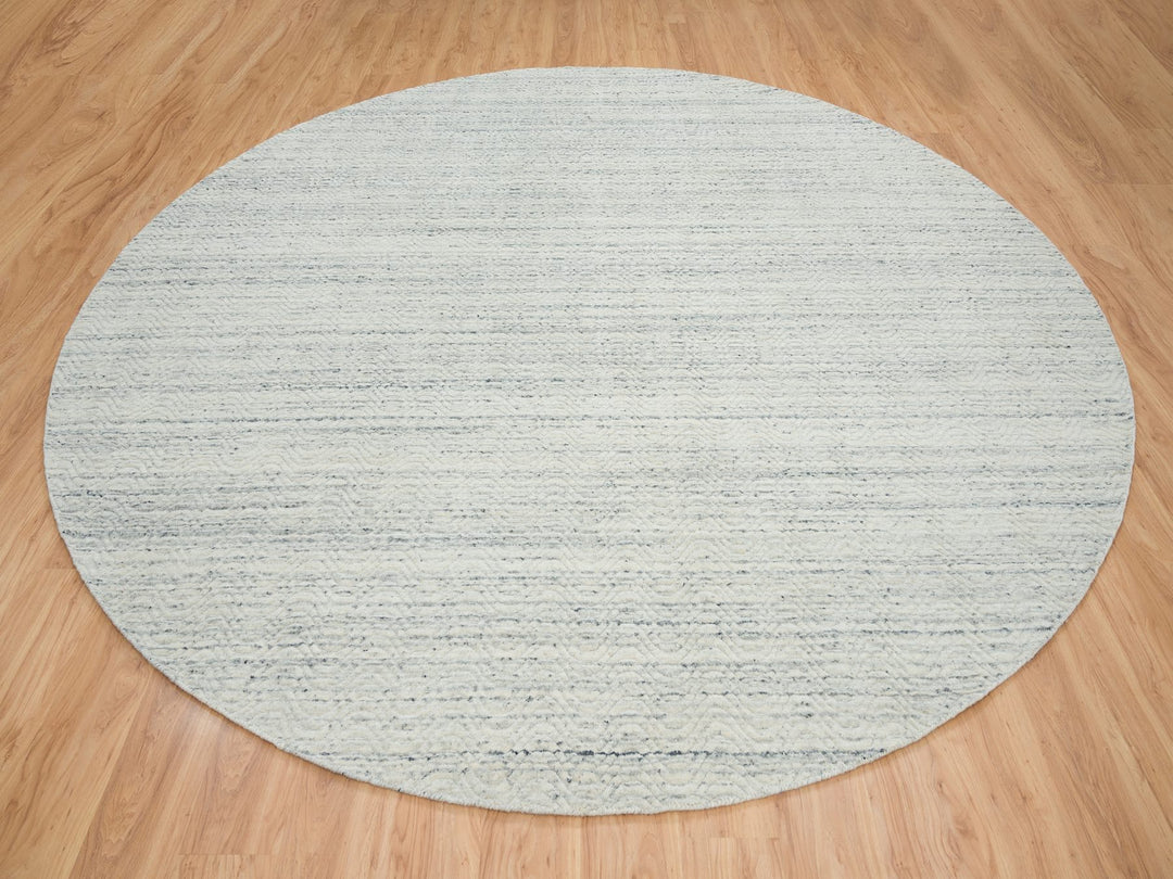 11'9" x 11'9" New Hand Loomed Beige Wool Round Oriental Rug - MOA10265038