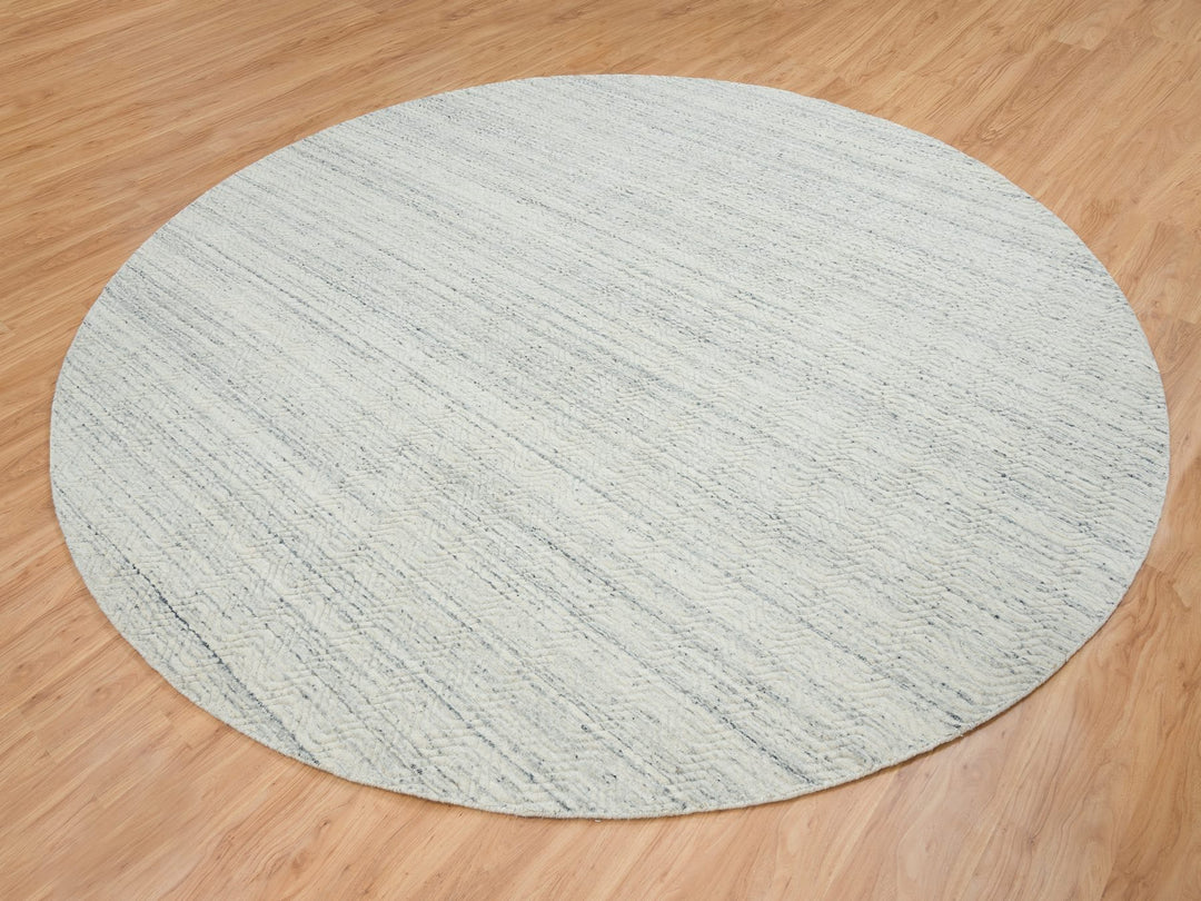 11'9" x 11'9" New Hand Loomed Beige Wool Round Oriental Rug - MOA10265038