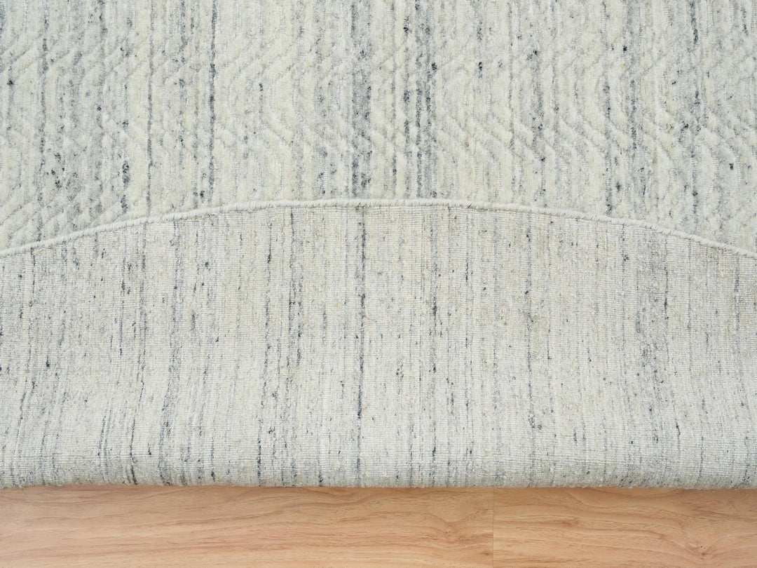 11'9" x 11'9" New Hand Loomed Beige Wool Round Oriental Rug - MOA10265038