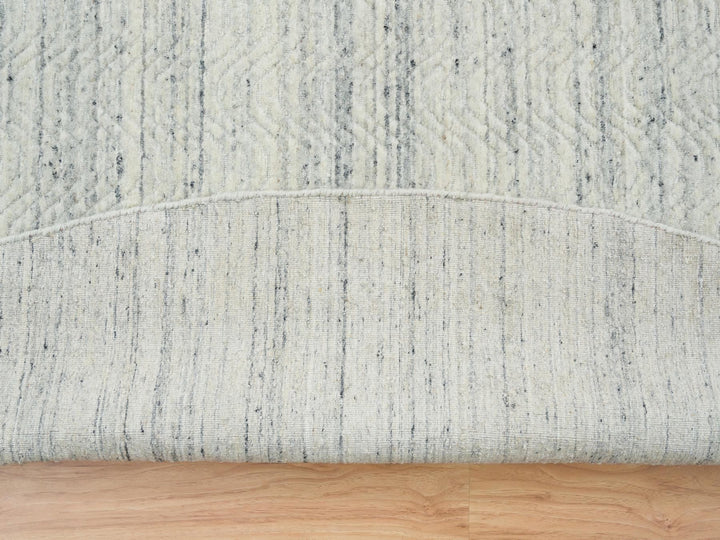 11'9" x 11'9" New Hand Loomed Beige Wool Round Oriental Rug - MOA10265038