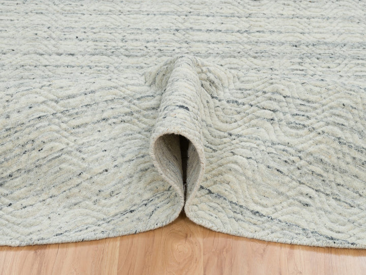 11'9" x 11'9" New Hand Loomed Beige Wool Round Oriental Rug - MOA10265038