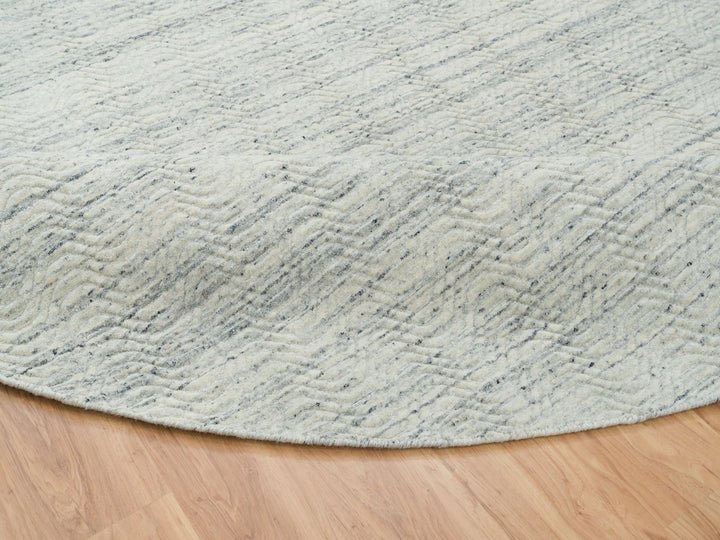 11'9" x 11'9" New Hand Loomed Beige Wool Round Oriental Rug - MOA10265038