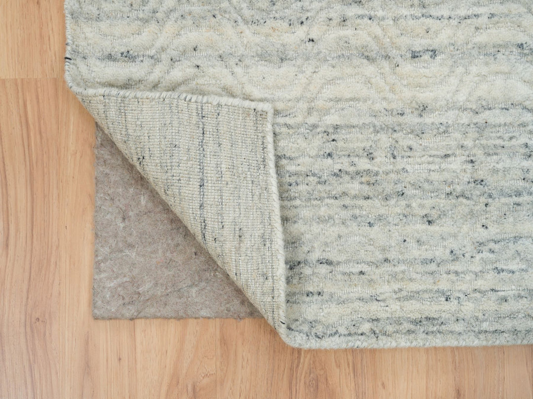 2'5" x 12'0" New Hand Loomed Beige Wool Runner Oriental Rug - MOA10265041