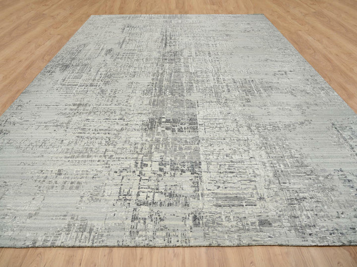 14'0" x 20'0" New Hand Knotted Grey Wool Rectangle Oriental Rug - MOA10265164