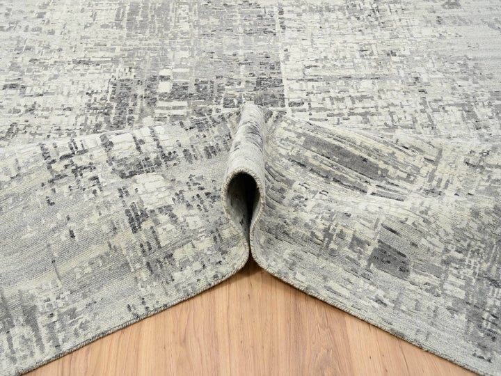 14'0" x 20'0" New Hand Knotted Grey Wool Rectangle Oriental Rug - MOA10265164
