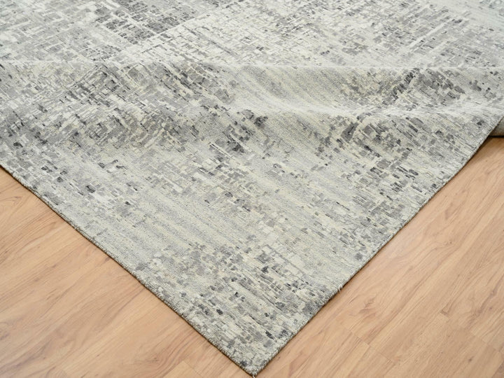 14'0" x 20'0" New Hand Knotted Grey Wool Rectangle Oriental Rug - MOA10265164