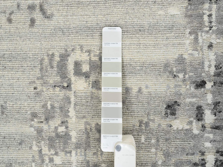 14'0" x 20'0" New Hand Knotted Grey Wool Rectangle Oriental Rug - MOA10265164