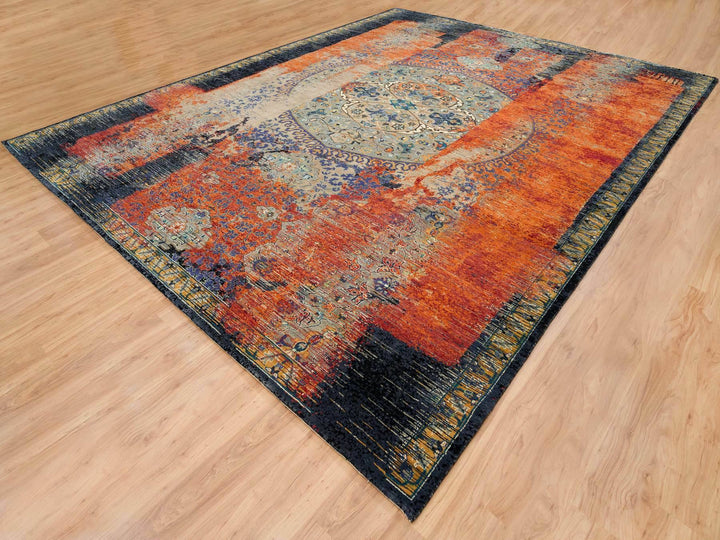 12'0" x 15'1" New Hand Knotted Red Wool Rectangle Oriental Rug - MOA10265176