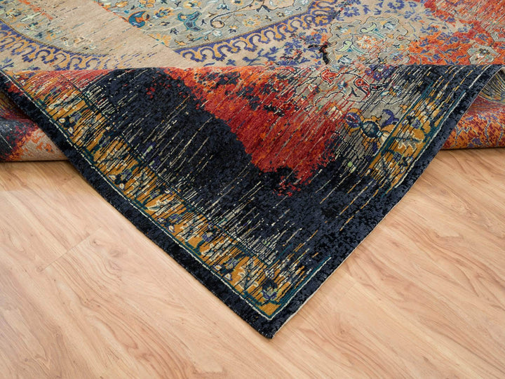 12'0" x 15'1" New Hand Knotted Red Wool Rectangle Oriental Rug - MOA10265176