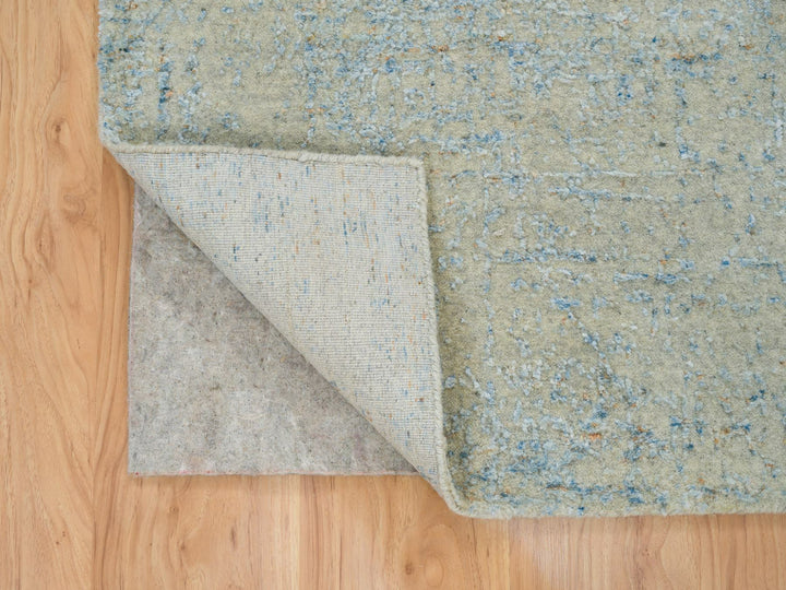 2'6" x 10'0" New Hand Loomed Grey Wool & Silk Runner Oriental Rug - MOA10265191