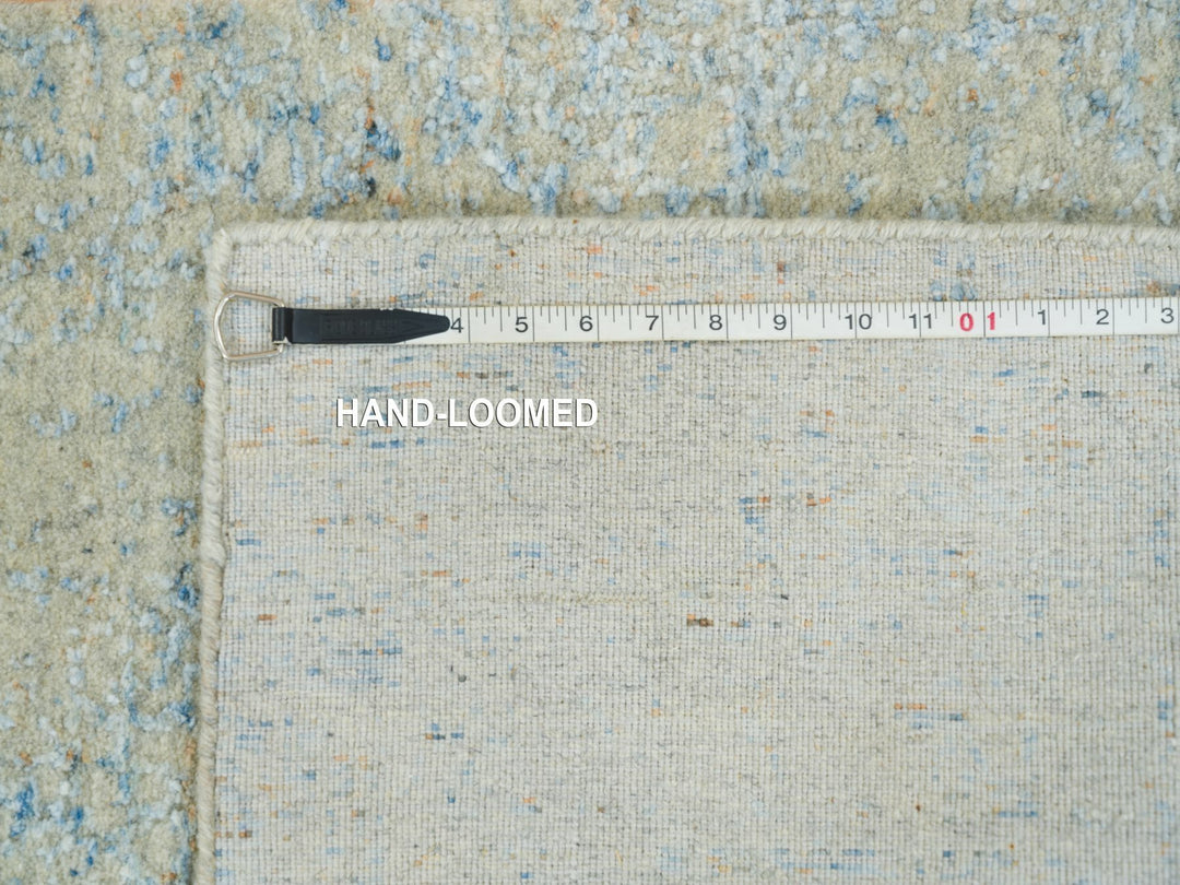 2'6" x 10'0" New Hand Loomed Grey Wool & Silk Runner Oriental Rug - MOA10265191