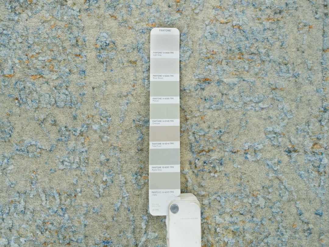 2'6" x 10'0" New Hand Loomed Blue Wool & Silk Runner Oriental Rug - MOA10265192