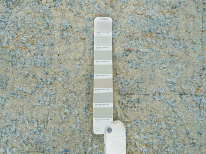 2'6" x 10'0" New Hand Loomed Blue Wool & Silk Runner Oriental Rug - MOA10265192