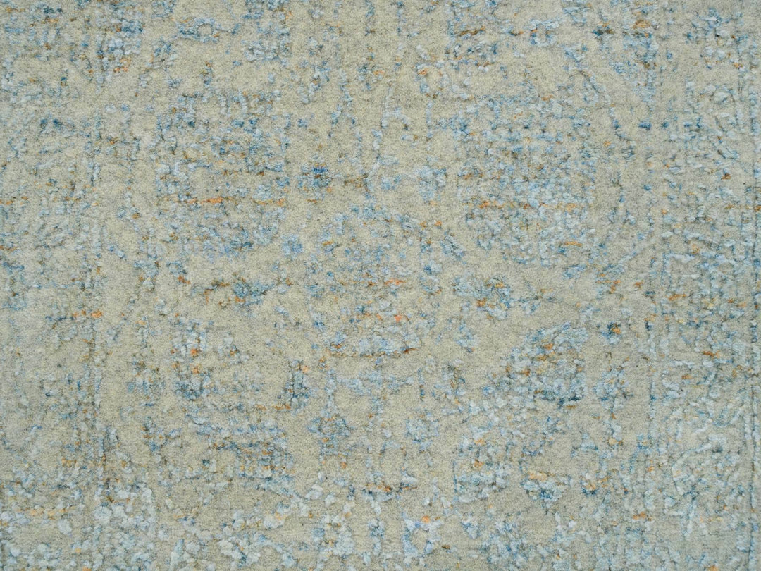 2'6" x 10'0" New Hand Loomed Blue Wool & Silk Runner Oriental Rug - MOA10265192