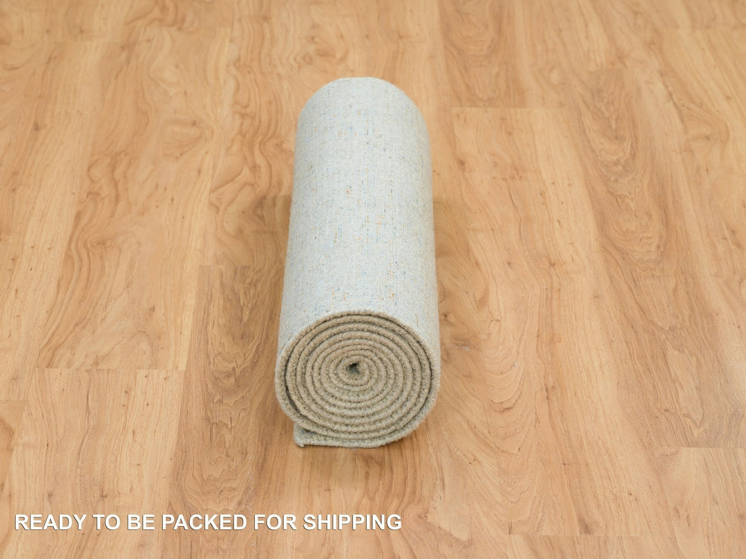 2'6" x 10'0" New Hand Loomed Blue Wool & Silk Runner Oriental Rug - MOA10265192