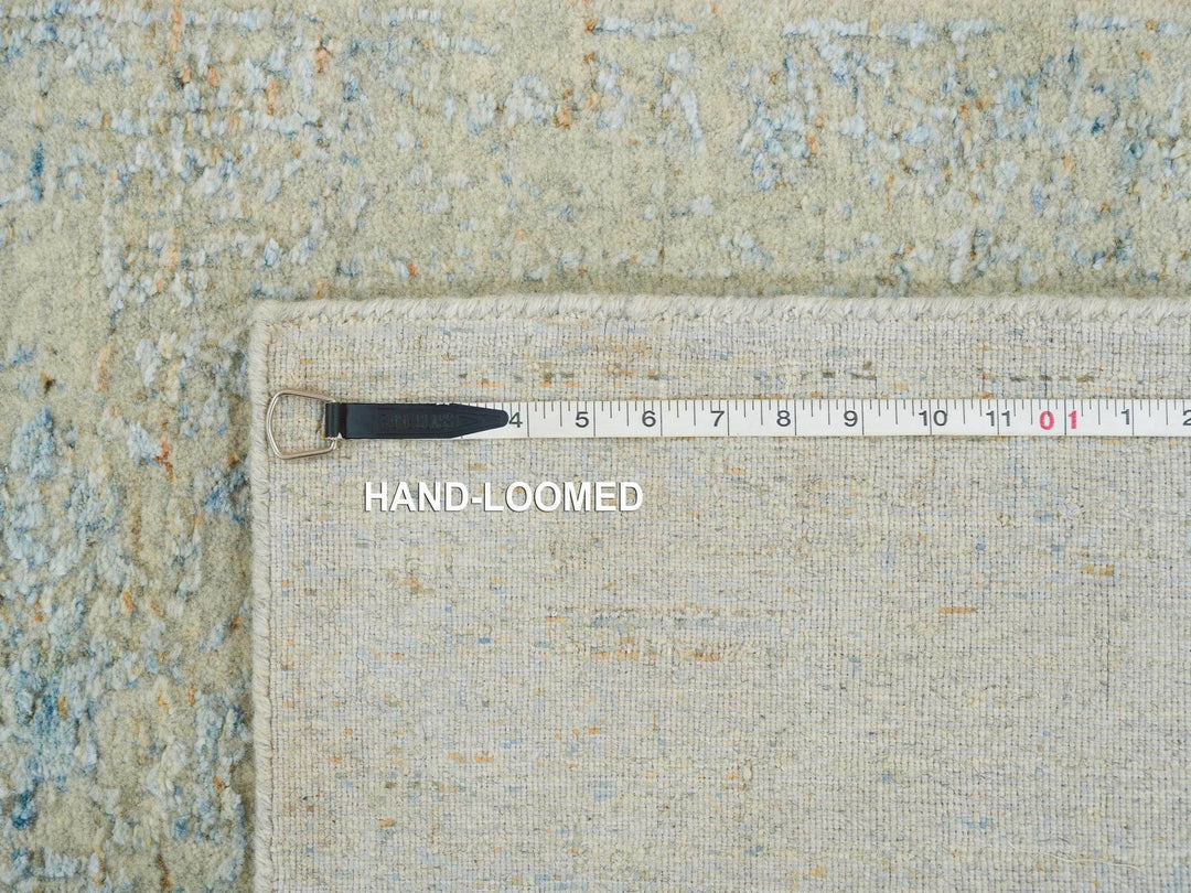 2'6" x 10'0" New Hand Loomed Blue Wool & Silk Runner Oriental Rug - MOA10265192